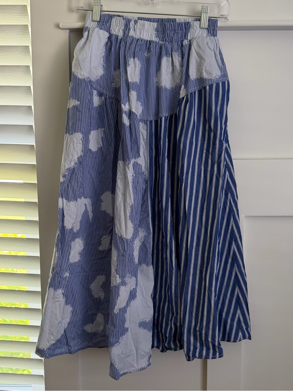 Beulah Style (OS) Blue Patchwork Maxi Skirt